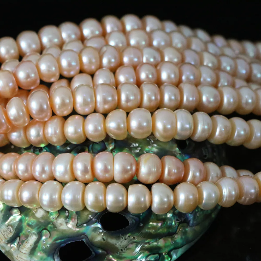 

Trendy hot sale orange natural freshwater pearl abacus beads9-10mm high quality women making loose jewelry 15inch B1387