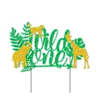 Золотистый зеленый блестящий дикий Топпер для капкейка украшение для вечеринки в честь Дня рождения малыша мальчик девочка джунгли товары для первого дня рождения