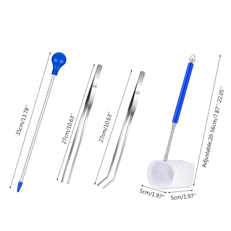 

4 Pack Coral Feeders SPS HPS Feeder Long Acrylic Syringe Tube for Marine Fish Reef Aquarium with Tweezers Fishing Net