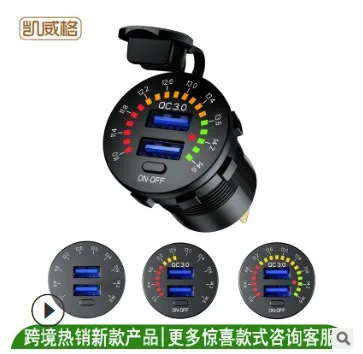 

4.8A Waterproof Universal Motorcycle Car Truck Boat Dual USB Charger Socket With LED Voltmeter For Phone Tablet Camera GPS DVR