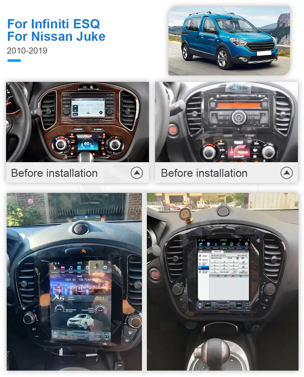 Магнитола Tesla с экраном Android для Nissan Juke 2010 2011 2012 2013 2014 2015 2016 2017 2018 2019 GPS | Автомобили и