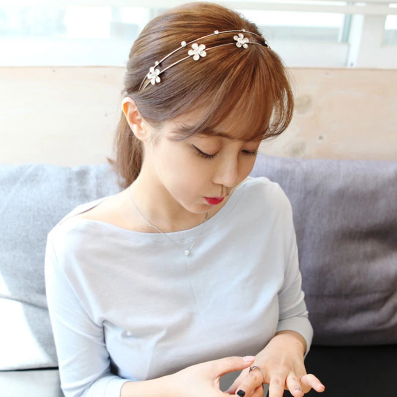 Женский ободок Стразы с жемчужинами и цветами модные простые аксессуары для