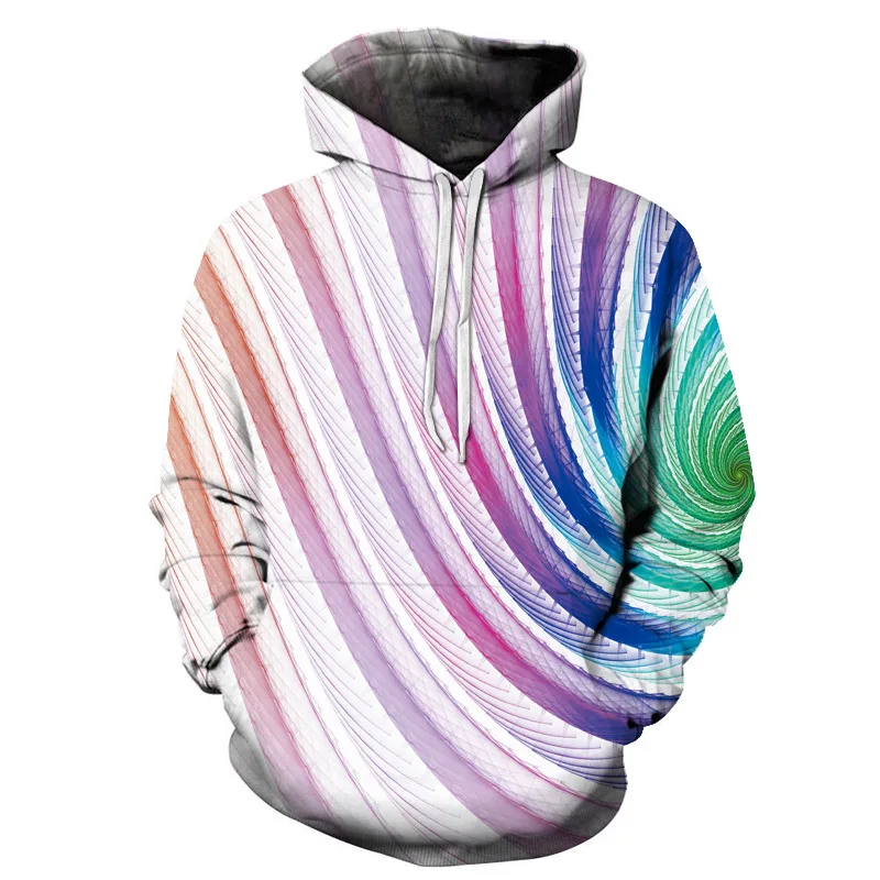 

2021 summer 3d abstract vortex pattern sweater round neck loose Pullover European and American trend baseball suit hoodie top