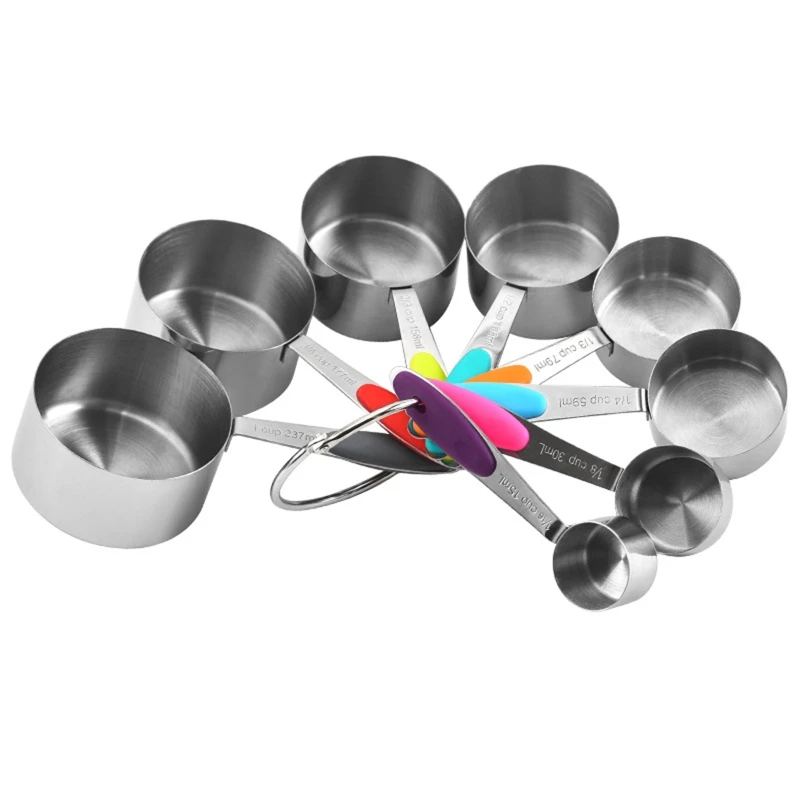 

8pcs/set Measuring Cups Spoons Stainless Steel Seasoning Coffee Tea Measure Tool 91AD