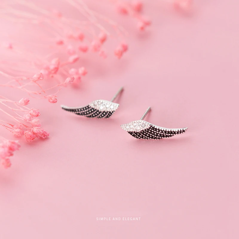 COLUSIWEI Аутентичные 925 стерлингового серебра перо крылья феи серьги со шпилькой для