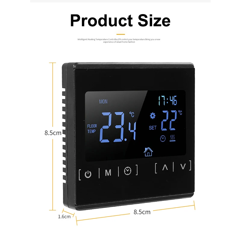 

Newest Black Heating thermostat All Touch Screen Temperature Controller Electric Automatic Switch Controller