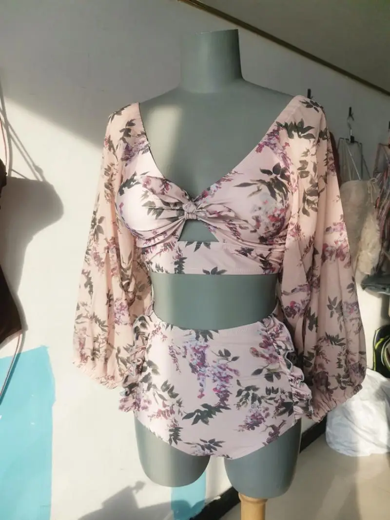 Женский купальник Новинка лета 2021 бикини консервативный однотонный раздельный