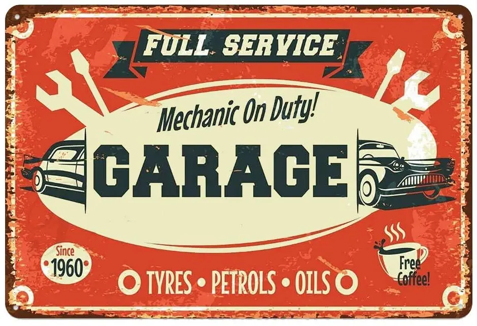 

Full Service Novelty Parking Retro Metal Tin Sign Plaque Poster Wall Decor Art Shabby Chic Gift