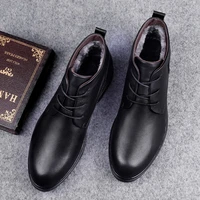 mens boots ankle boots male genuine leather boots winter warm tooling shoes cow leather business shoes