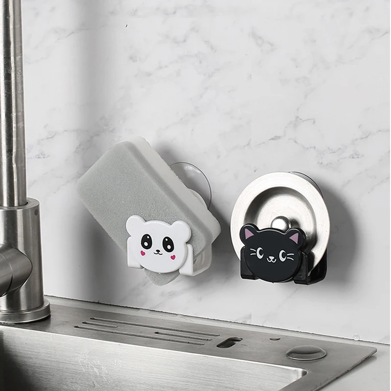 Стойка для хранения с сосущим диском и губкой принадлежности ванной комнаты