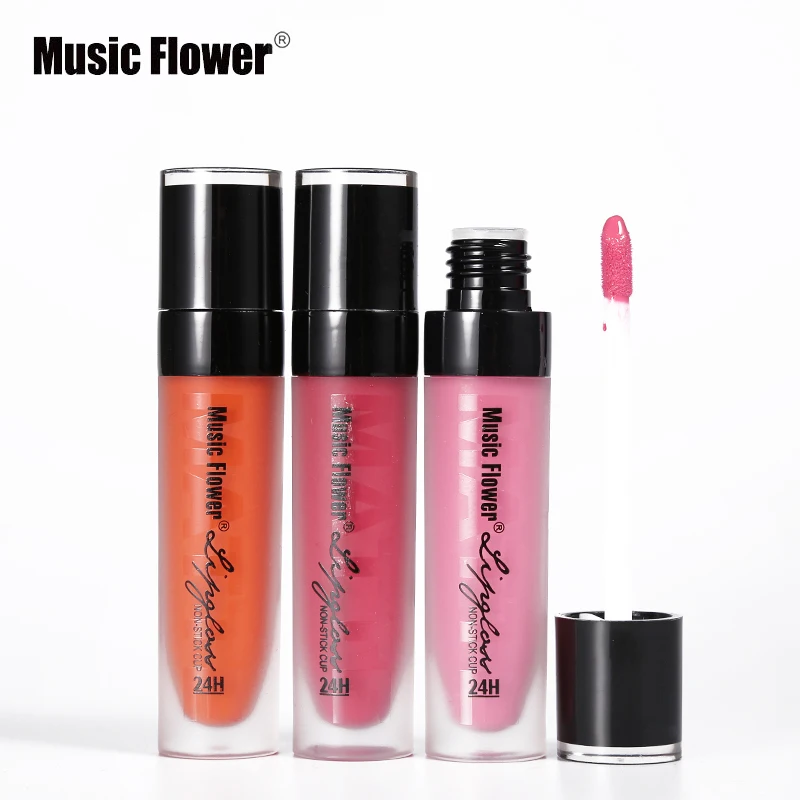 Бренд Music Flower макияж 24 шт./лот антипригарная чашка матовый блеск для губ часа