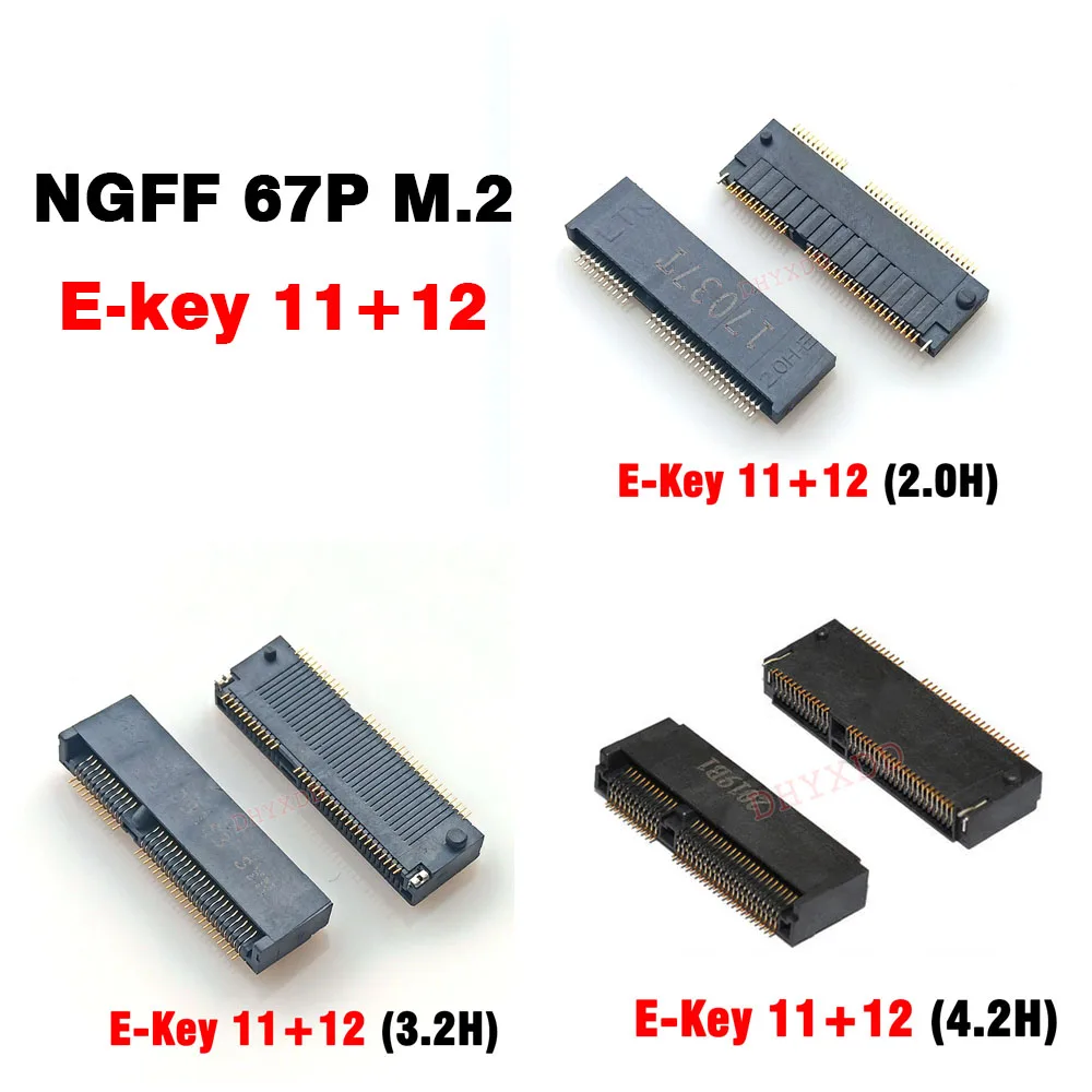 

2-10 шт., разъем M.2 67P E KEY 11 + 12 NGFF, интерфейсный разъем SSD, разъем H = 2,0/3,2/4,2 м, 2 слота для SSD, разъем NGFF