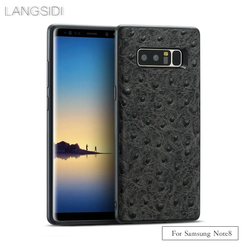 

Ostrich Grain Genuine Leather Phone Case For Samsung Galaxy A50 A72 A71 A52 A51 A32 A12 Note 10 9 8 S21 S20 Ultra S9 S8 S10 Plus