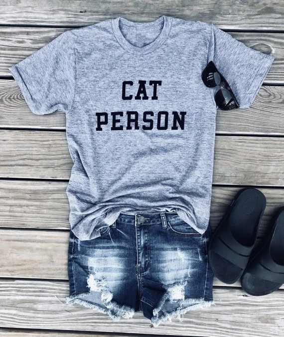 

Cat Person t-shirt Lover Mom aesthetic Track tee shirt, women clothing funny slogan simple style kawaii tees goth gift tops-K965