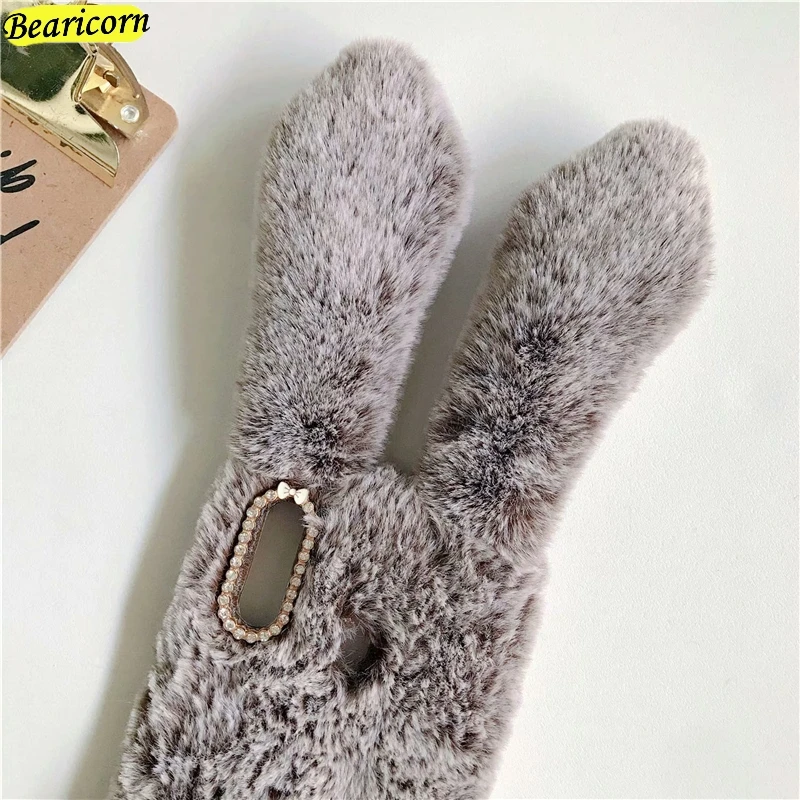 Soft Plush Case For Huawei Y8p Y7p Y6p Y5p Y9a Y9s Y6s Y8s Y5 Y6 Y7 Y9 Pro Prime 2017 2018 2019 Furry Rabbit Bunny Fur Cover