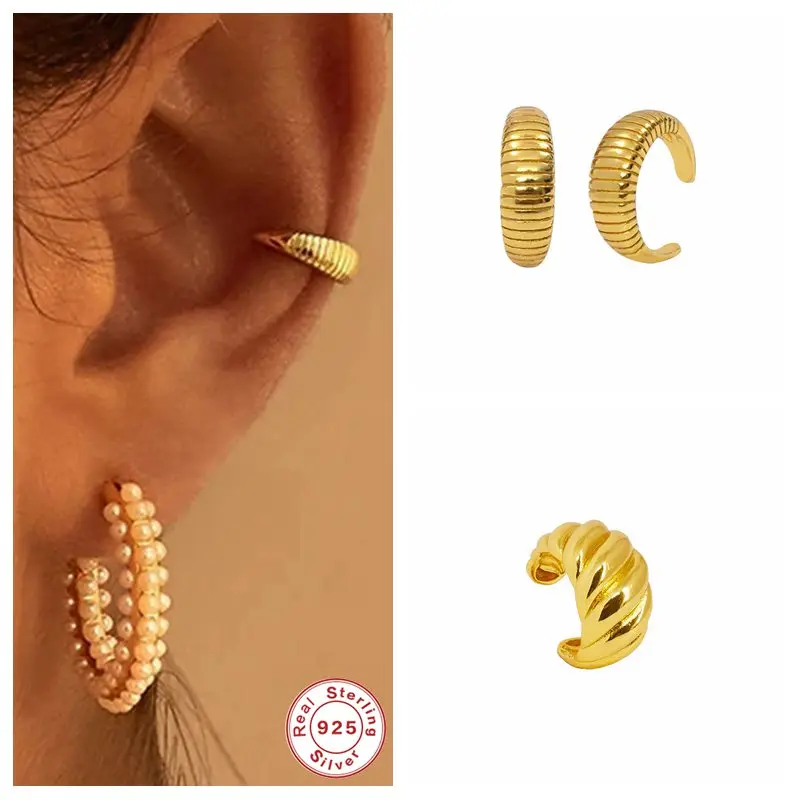 1 шт. реальные 925 пробы серебро Европейский Earcuff обувные клипсы в виде капель с