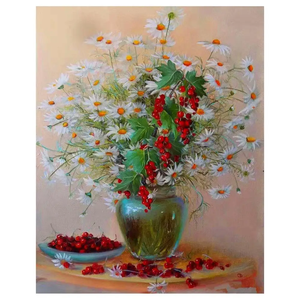 Тихие маленькие маргаритки цветы сделай сам Настенная картина раскраска маслом