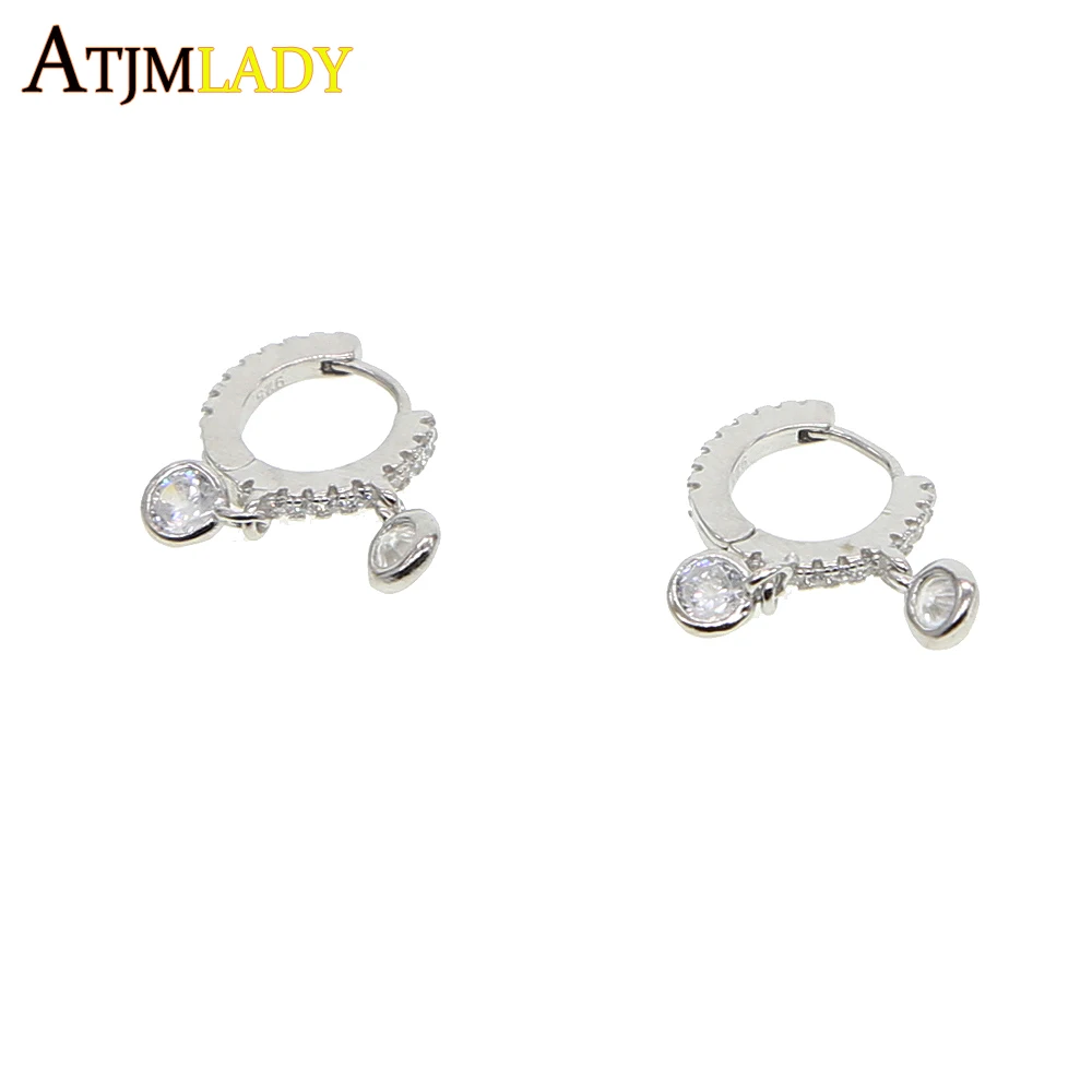 Серьги подвески с фианитами женские ювелирные украшения для девочек маленькие в