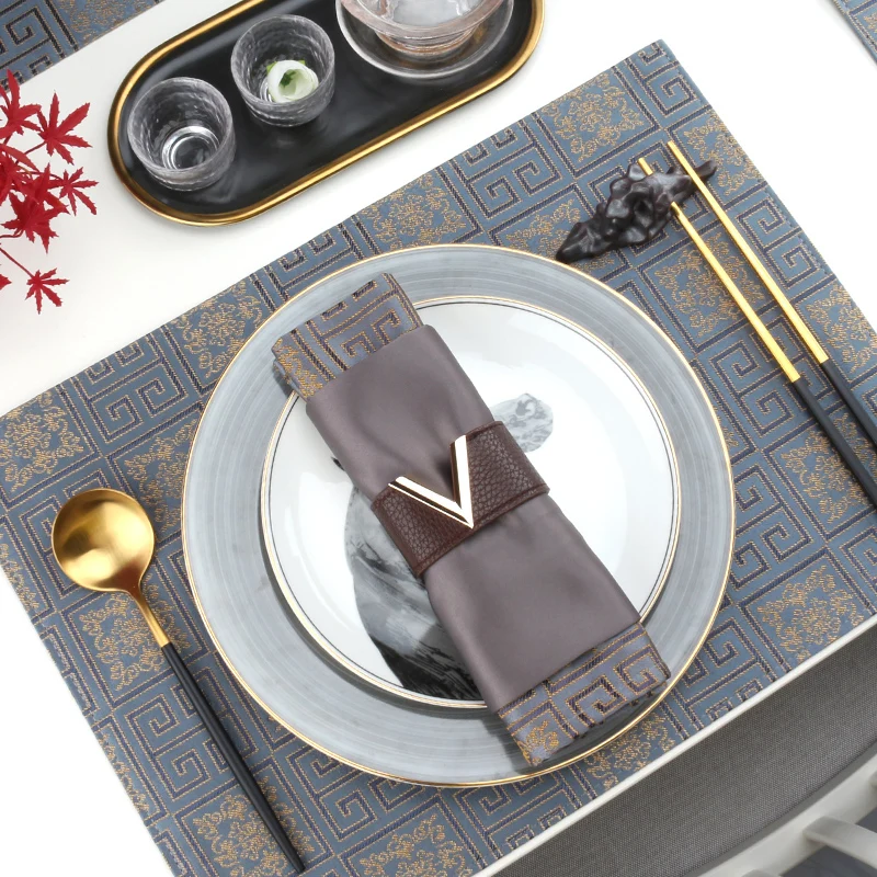 Набор из 4 штук окрашенная пряжа жаккард Коврики на стол полиэстер хлопковая