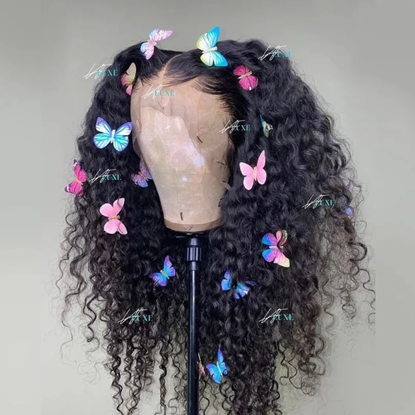 

Synthetic Wigs Lace Front Middle Part Wig 18-26 inch Long Fluffy Kinky Curly Hair For Afro African Women Classical Hairstyle