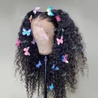 Синтетические парики со шнуровкой спереди средней части парик 18-26 дюймов длинные пушистые кудрявые вьющиеся волосы для афроафриканских женщин Классическая прическа