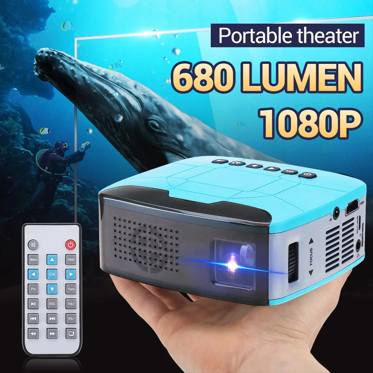 

Мини светодиодный мультимедийный проектор U20, 1080P, 680 люмен, с коротким фокусом, для домашних развлечений