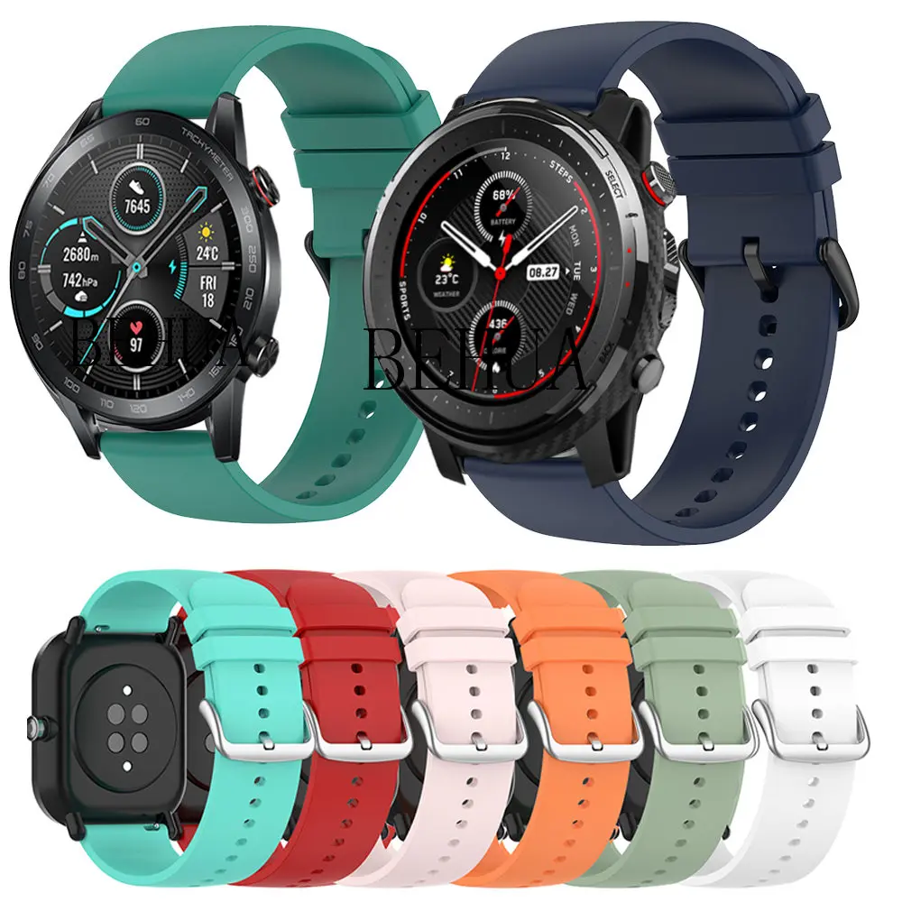 

Ремешок для часов huami Amazfit Stratos 3 2 2S, силиконовый браслет для Huawei Honor Magic Watch 2 46 мм 42 мм, 22 мм 20 мм