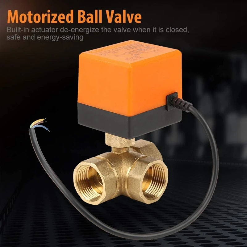 

DN25 Three Way Electric Ball Valve Brass Ball Valve 1 Inch Three Lines Controls Water Valve for Flow Control DC 24V