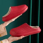 Женские Водонепроницаемые зимние тапочки с плюшевой подкладкой, теплые сандалии, женские зимние домашние Нескользящие босоножки на толстой подошве для пар