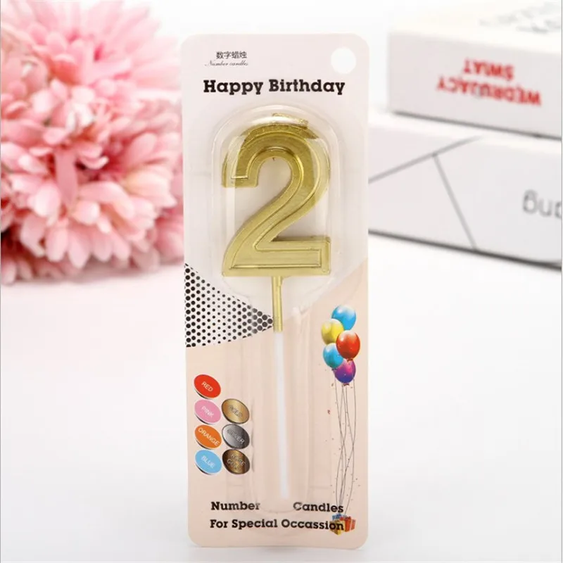 Gold 2 Cakelove 1 шт. 0-9 Золотые свечи-цифры на день рождения для дня рождения свечи номер 0-9 свечи для торта топпер для детей - Цвет: Gold 2
