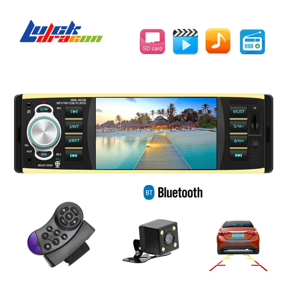 Автомагнитола 1din 4029 FM Авто Аудио Стерео Bluetooth Aux вход приемник SD USB Поддержка камеры заднего вида рулевое колесо Contral