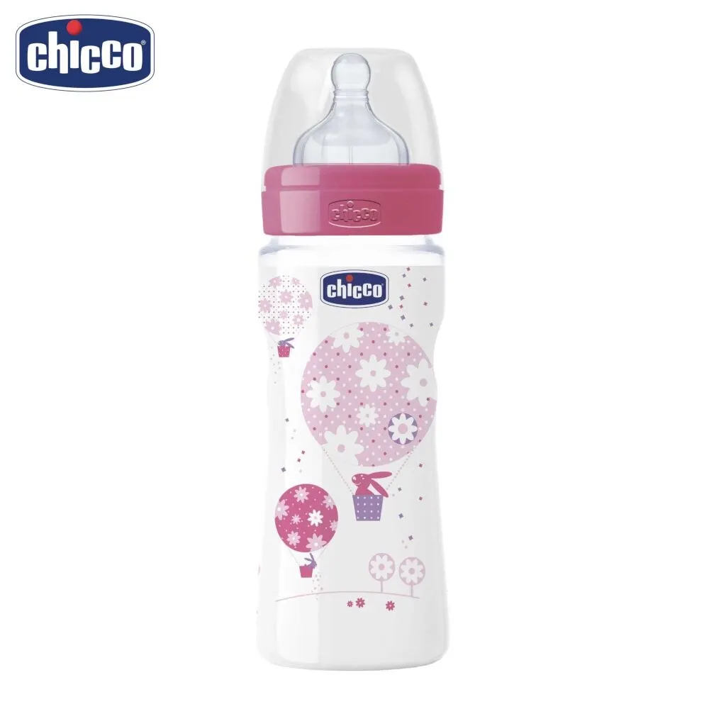 Бутылочка Chicco Well Being Girl 4 мес.+ сил. соска РР средний поток 330 мл|Бутылки| |