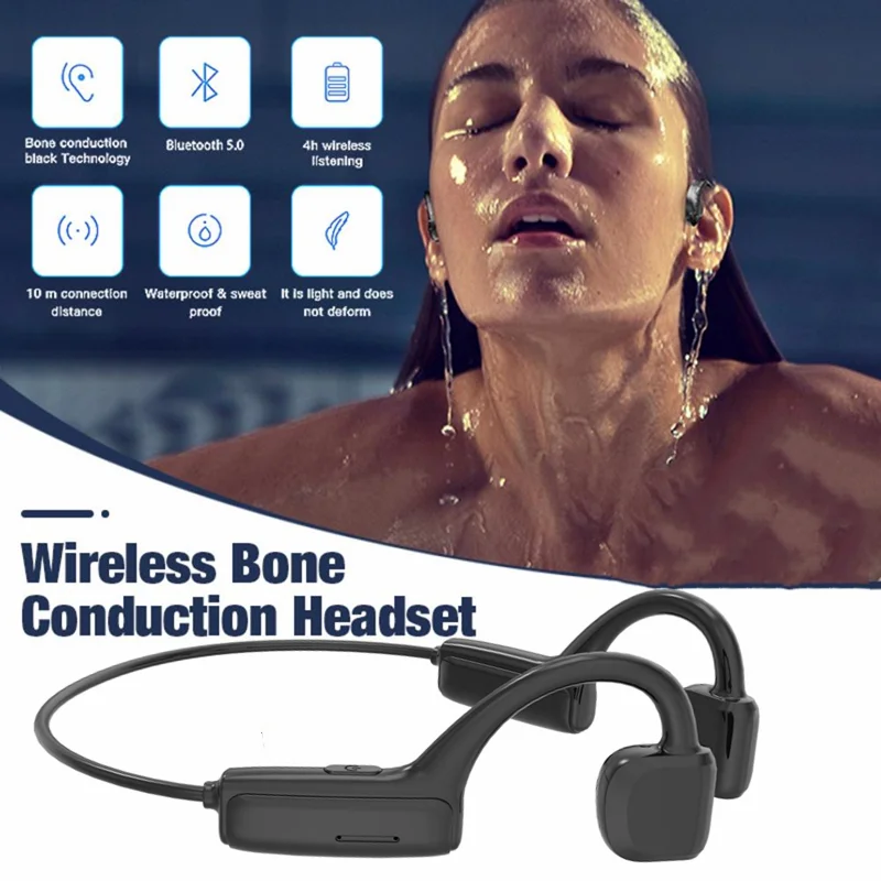 

Non-in-ear Bone Conduction Ear-mounted Earphones Bluetooth-compatible 5.1 Headset Wireless Sport Earphone Waterproof Headphone