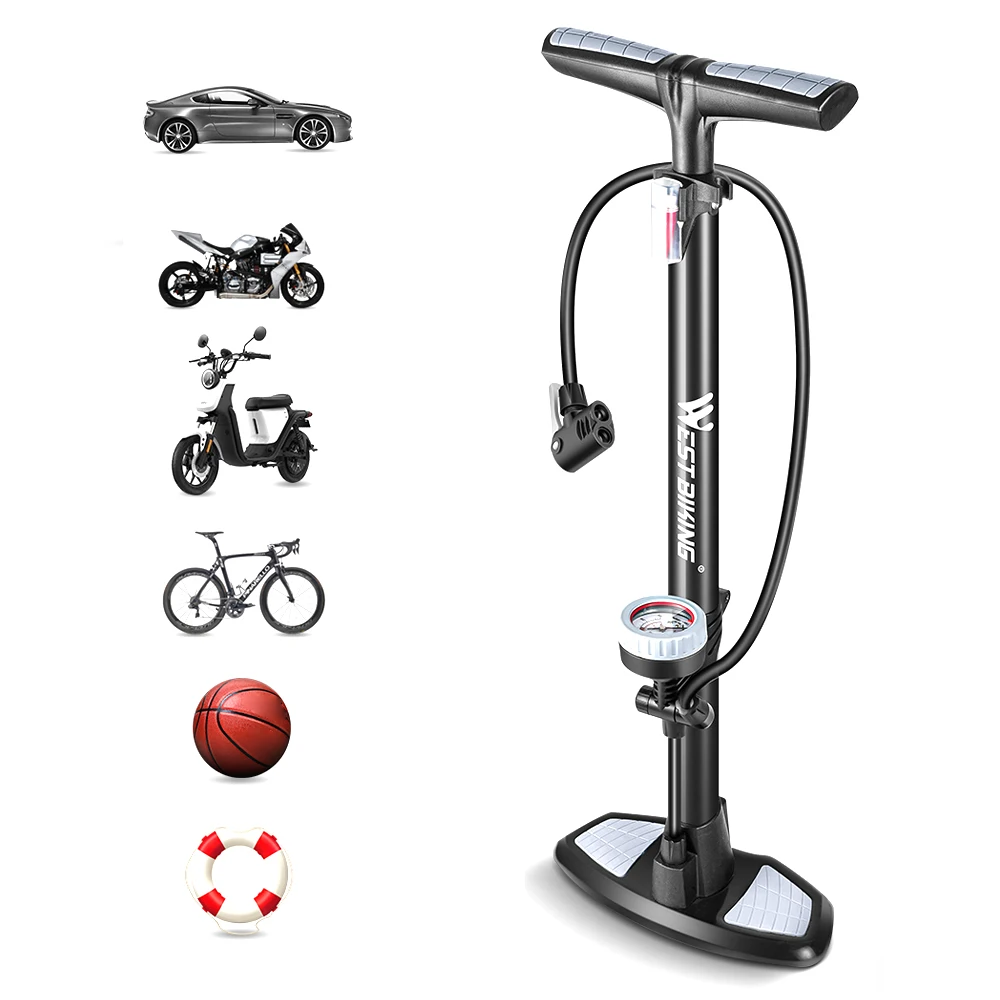 Насос велосипедный WEST BIKING высокого давления с манометром 180psi | Спорт и