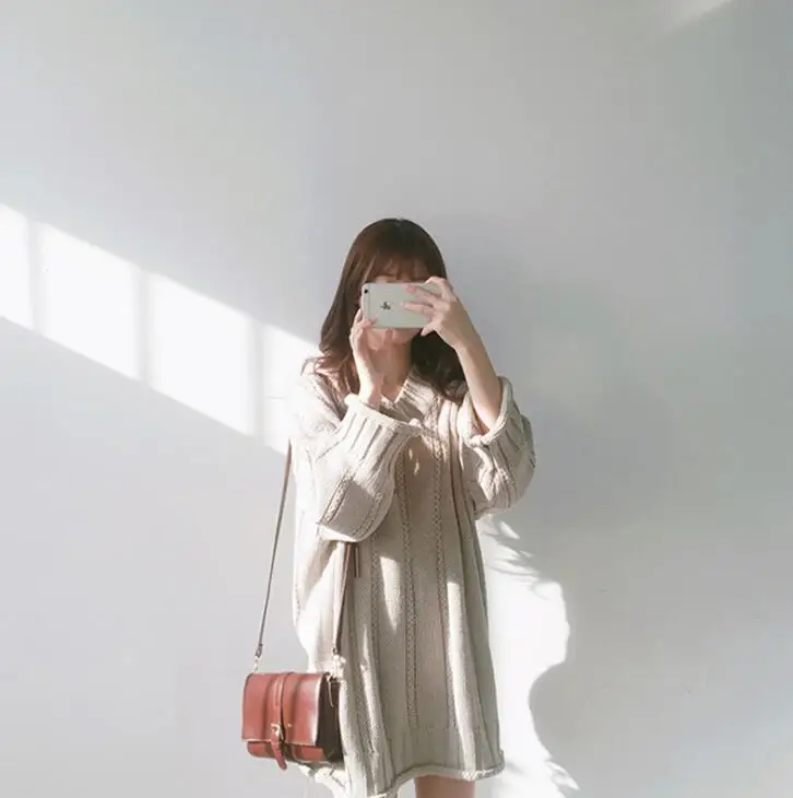 Облегающее вязаное платье-свитер с длинным рукавом | Женская одежда