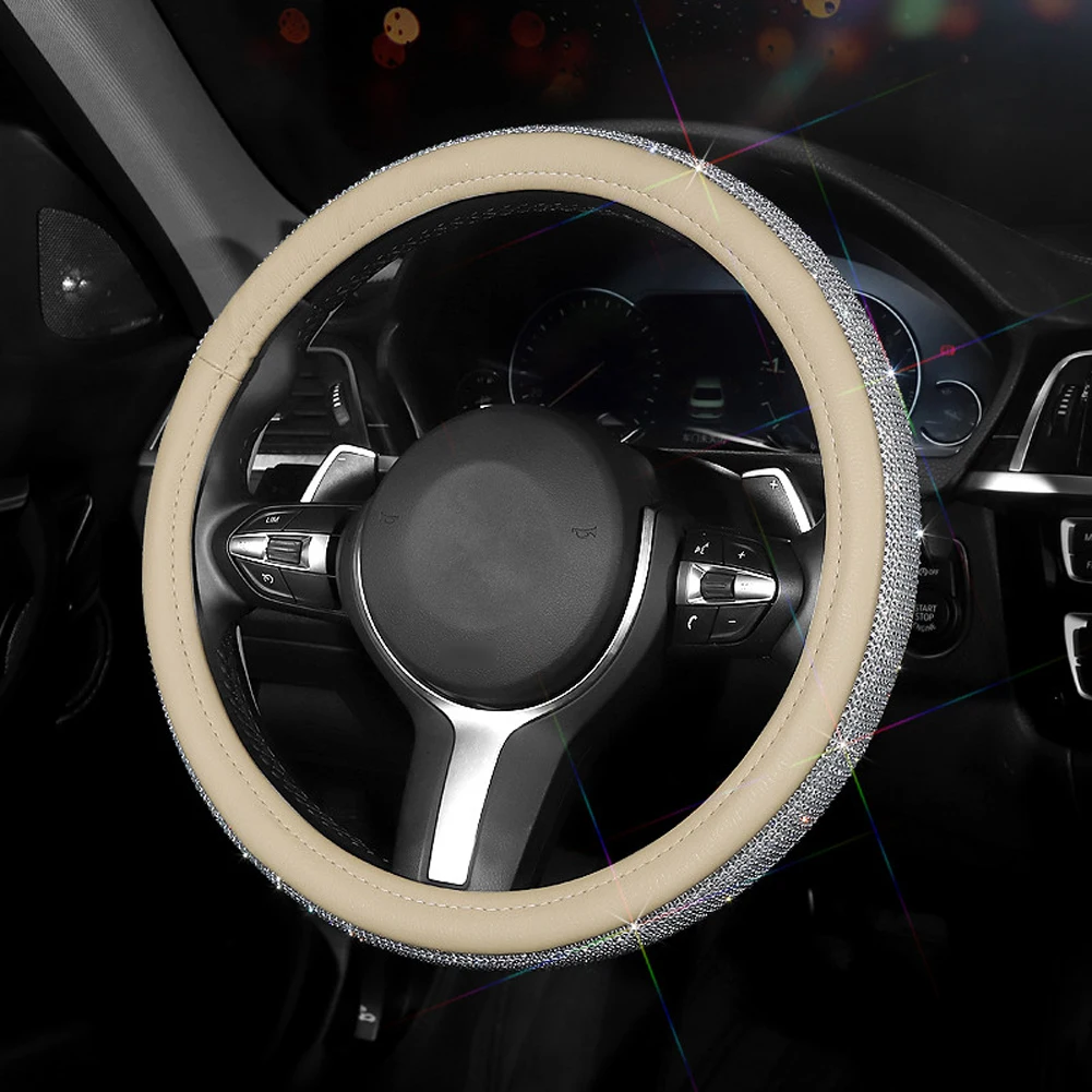 Противоскользящий кожаный чехол 38 см с кристаллами для BMW Toyota Benz Andi Nissan Mazda Honda