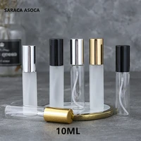 wholesale 10mlcc 100pcslot ice frost glass sprayer spray perfume refillable bottles aluminum bottle caps sliver and glod color
