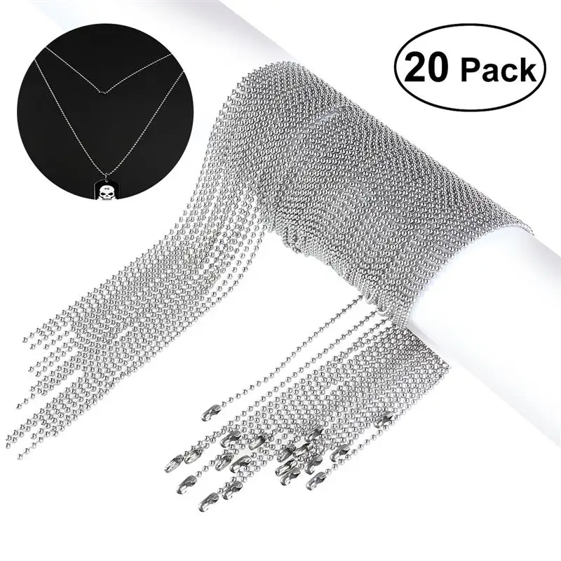 20 штук 30 дюймов Нержавеющая сталь шар бусы цепи Цепочки и ожерелья военной Dog Tag