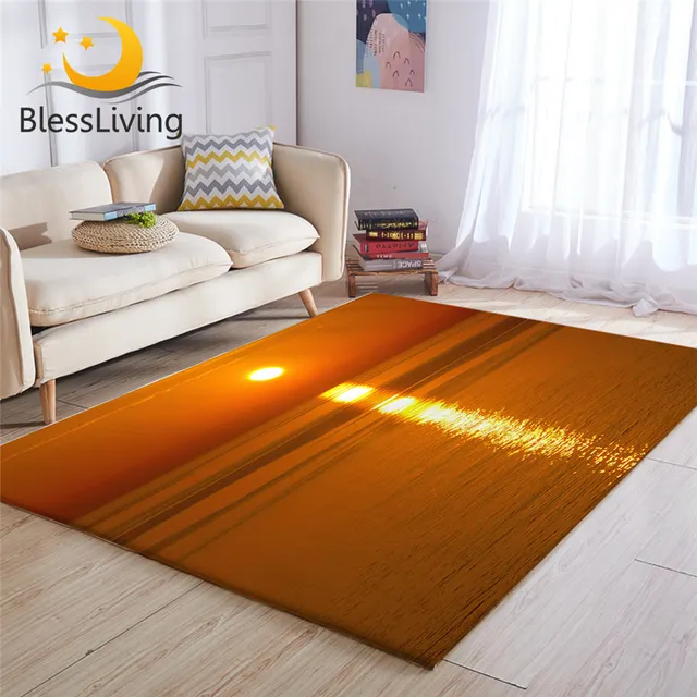 BlessLiving Sunset Carpet for Bedroom Spain Majorca View Floor Mat Natural Scenery Soft Area Rug Landscape Tapis Chambre 122x183 1