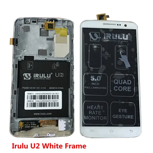 U2 White frame Сенсорный экран для IRULU U2 V3, ЖК-дисплей, дигитайзер, сменный модуль в сборе, черный, белый цвет, с рамкой, Irulu Victory V3, датчик - Цвет: U2 White frame