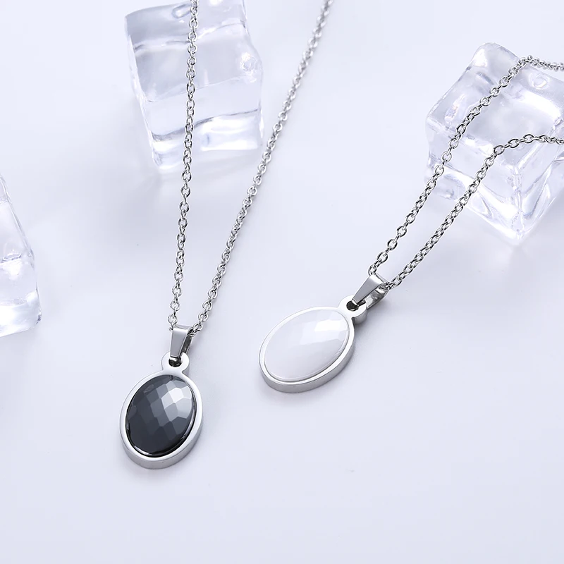 LOSTSOUL Новое Простое Элегантное керамическое ожерелье с овальной огранкой для