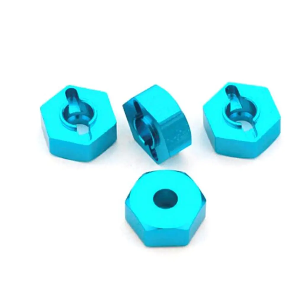 Blue 4 предмета/колесные диски из алюминиевого сплава Шестигранная гайка с контактный диск колеса 12 мм фиксирующую гайку адаптер RC автомобиль обновления запчасти 4WD машинка на радиоуправлении - Цвет: Blue