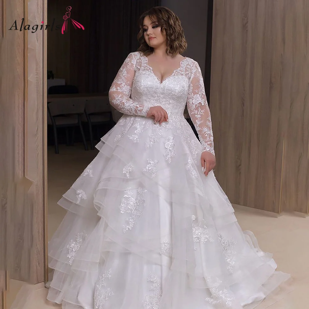 

Over Size Wedding Dress Tulle beach wedding dress Long Bridal Gown Tiered Lace up back Elegant robe mariage vestidos de novia