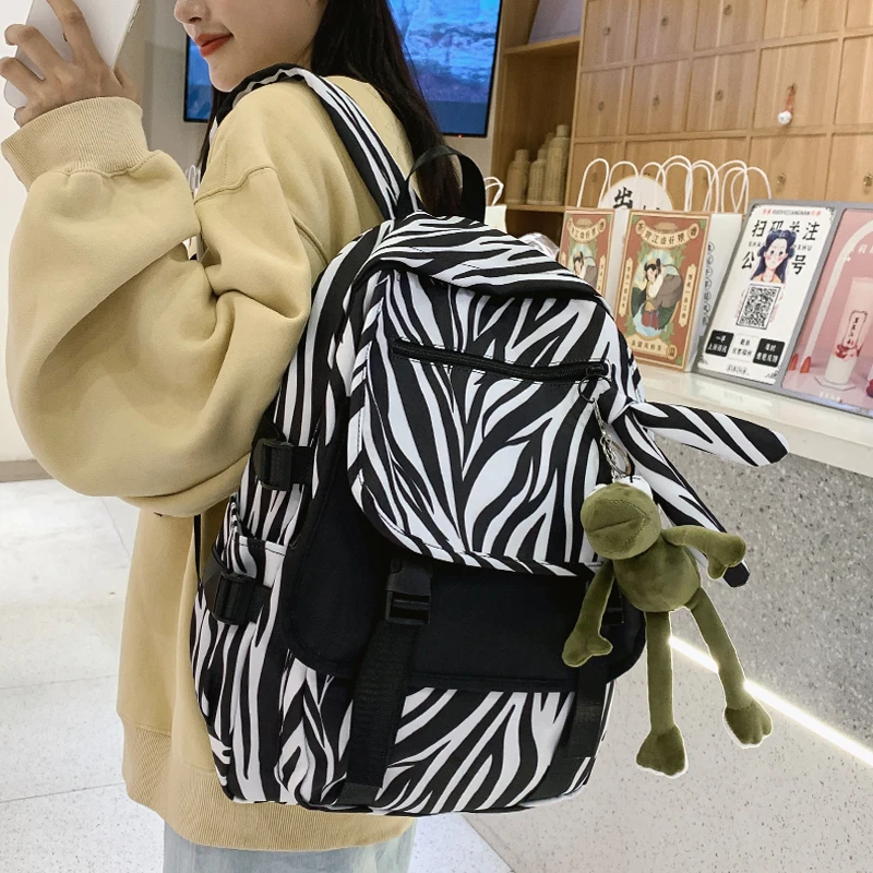 

Original Brand Schoolbag Female Korean Harajuku Ulzzang College Junior High School Cow Zebra Pattern Backpack Wild Backpack