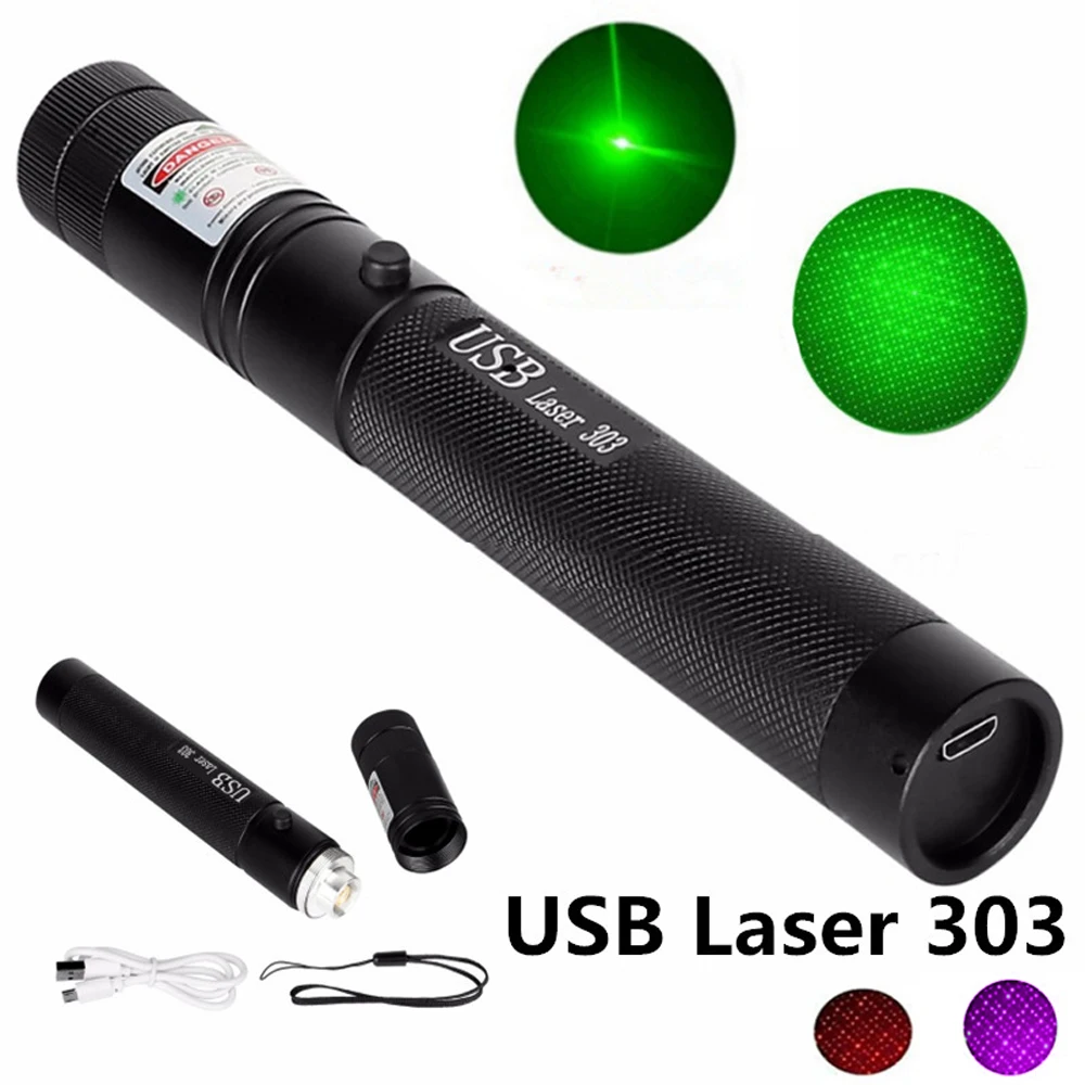 Высокомощная Зеленая лазерная указка с USB встроенный аккумулятор Красный