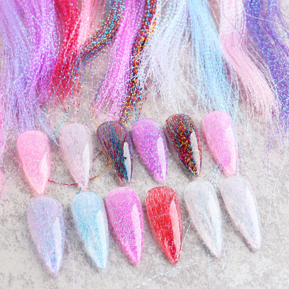 

60pcs 29cm Fluorescent Fiber for Nail Extension Form Fiberglass UV Gel Building Finger Nails Extend Accessory Tools