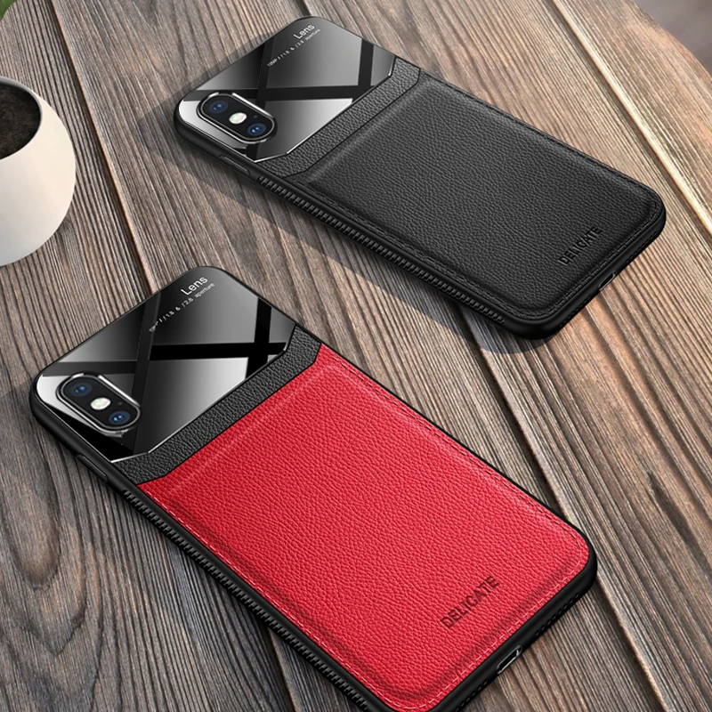 I coque, чехол, чехол, для Apple IPhone X XR iPhoneX на кожаном зеркальном стекле Силиконовый противоударный телефон роскошные мягкие милые чехлы