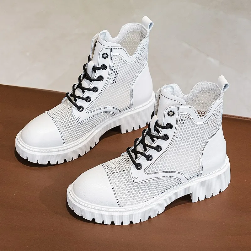 

Women Hollowed-out Martin Boots Sandals Summer New Fashion Ankle Boots Ladies Cool Boot Female Casual White Black Shoes A0016
