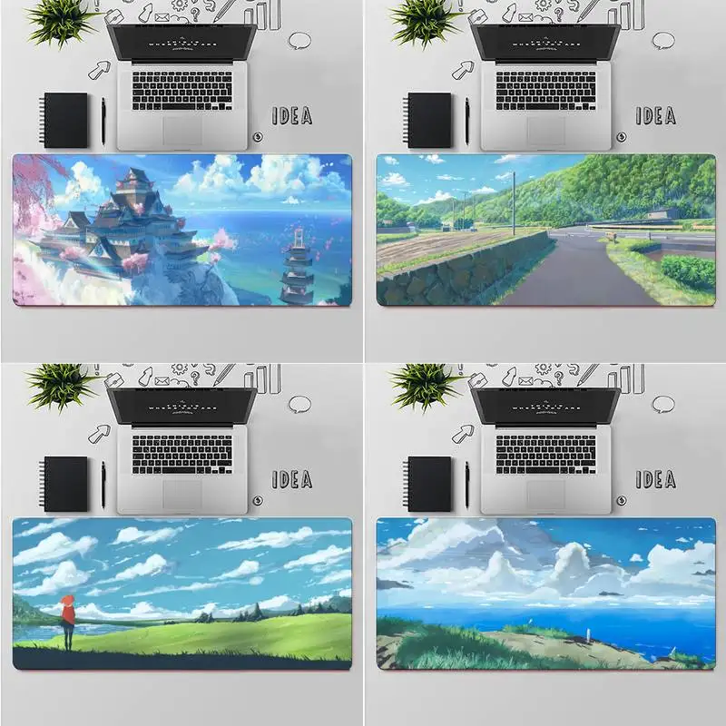 

Резиновый коврик для мыши RUICHI с аниме пейзажами для ПК, компьютерный игровой коврик для мыши, Настольный коврик для ноутбука, ноутбука, рези...