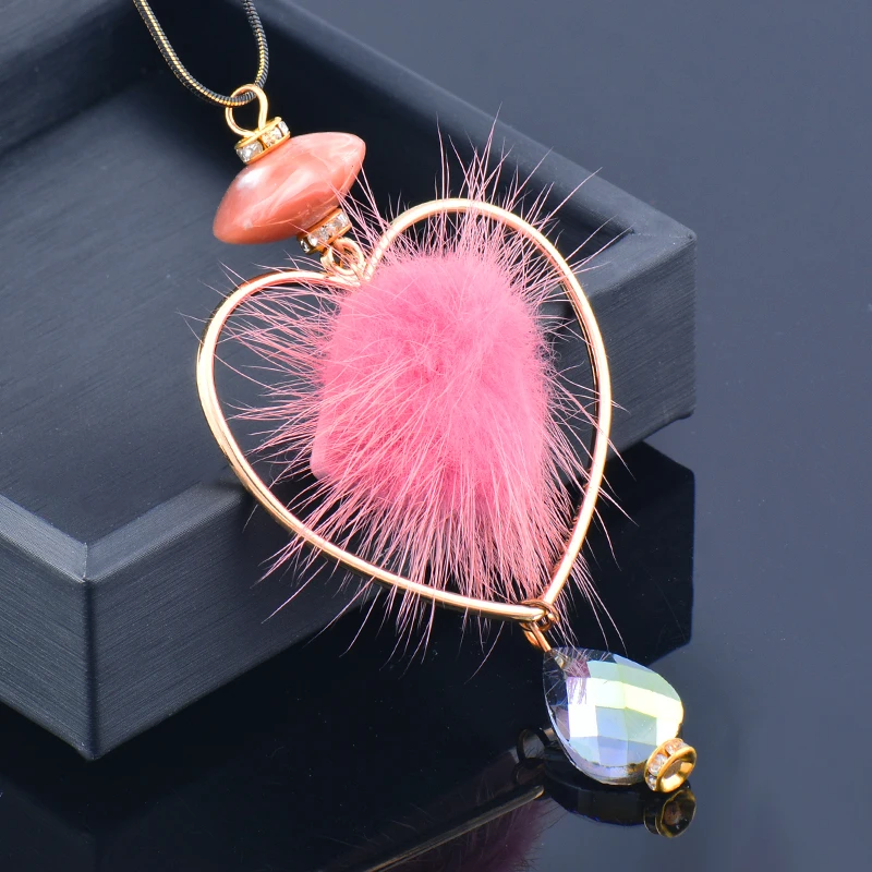 

SINLEERY Acrylic Blue pink gray Mink Hair Pendants and necklaces Long Necklace For Women Fashion Jewelry 2021 Trend ZD1 SSP